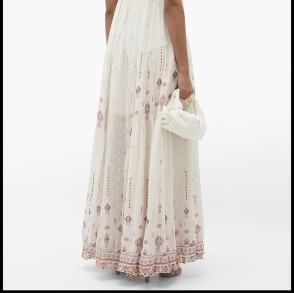 NWT Camilla White Boho Beaded Silk Gown - Picture 6 of 13